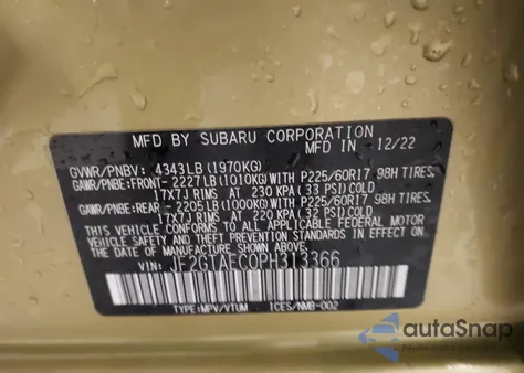 2023 Subaru Crosstrek Premium из США, поврежденный, VIN JF2GTAEC0PH313366